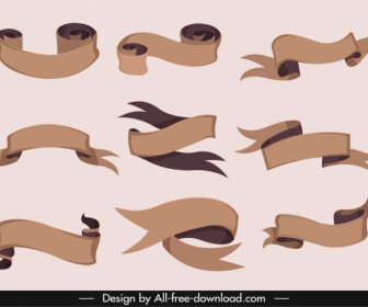 Ribbon Templates Brown Blank 3d Curved Sketch