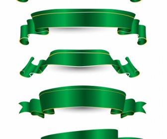 Ribbon Templates Elegant Green Curled Modern 3d Design