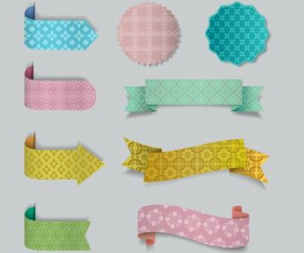 Ribbons Seals Templates 3d Colorful Decoration Repeating Pattern