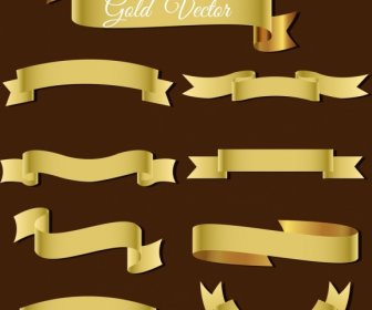 Ribbons Template Collection 3d Shiny Golden Design