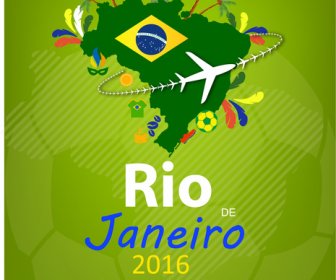 Rio 2016 Olympic Spanduk Desain Dengan Peta