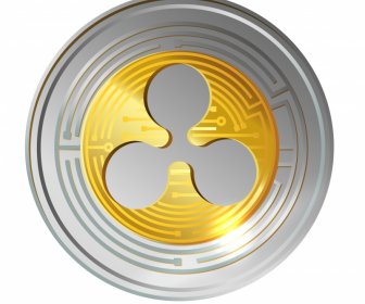 Ripple Coin Sign Icon Shiny Luxury Golden Design