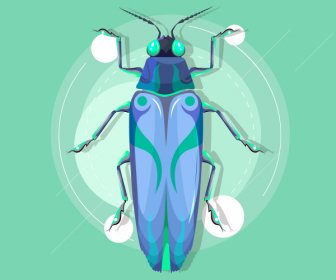 Cafard Insecte Icône Moderne Bleu Décor Plat Desgin