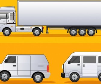 Elementos De Diseño De Logística De Carreteras Iconos De Furgonetas De Camiones