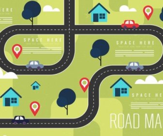 Road Map Background Colored Flat Design