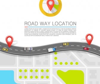 Road Way Location Navigation Template Vector