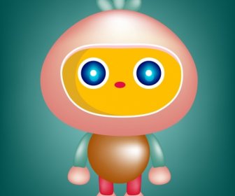 Robot Background Cute Cartoon Character