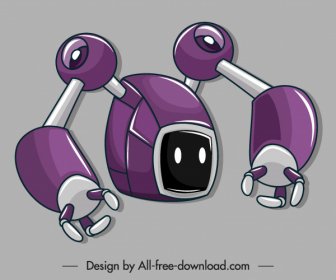 機器人圖示現代紫灰色設計