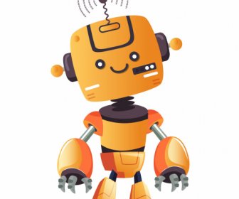 робот модель значок милый мультипликационный персонаж эскиз гуманоидной формы