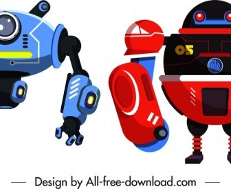 Roboter-Vorlagen Rot Blau Modernes Design