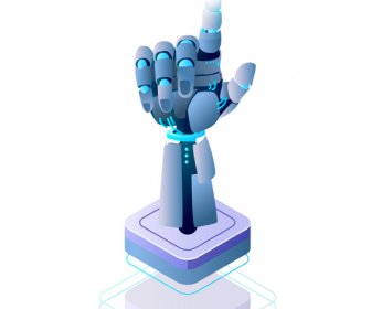  RobotHand Rendering Icon 3D Sketch