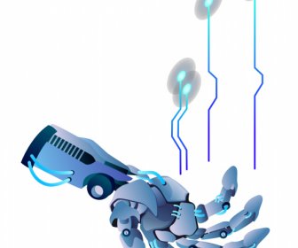 ロボットハンドレンダリングアイコン3Dテクノロジーデザイン
