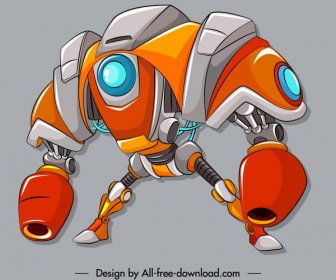 ไอคอนนักรบหุ่นยนต์ออกแบบที่ทันสมัยที่มีสีสันร่าง3d