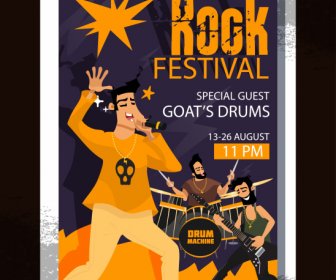 Rock Festival Banner Desempenho Banda Esboço Design Clássico