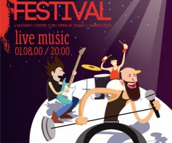 Rock Festival Selebaran Bergaya Rocker Ikon Grunge Dekorasi