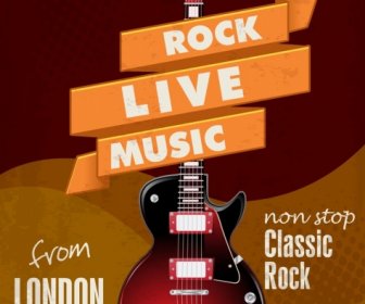 Rock Live Banner Elektrische Gitarre Symbol Menüband Dekor
