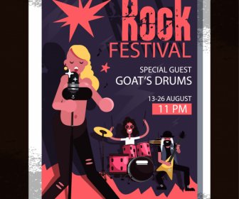 rock party flyer template band icon classical design