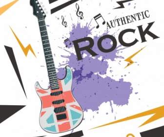 Icono De Guitarra De La Roca Partido Cartel Grunge Violeta Decoración