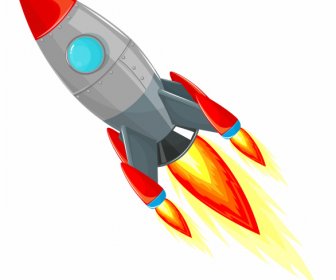 Rocket Spaceship Icon Colorful Modern Design Flying Sketch