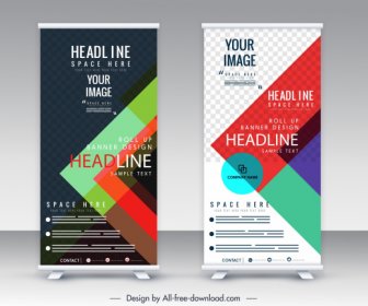 Roll Standee Banner Template Desain Vertikal Warna-warni