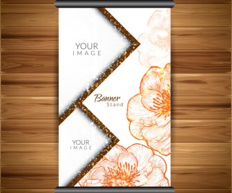 Roll Up Banner Design With Flower Background