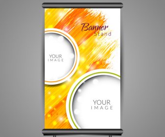 Roll Up Banner Design With Vertical Abstract Background
