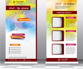 Roll Up Banner Design With Water Color Background