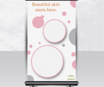 Roll Up Banner Illustration With Circles Decoration Design