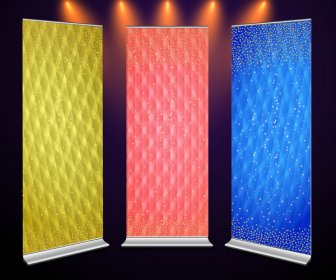 Roll Up Banner Sets Design With Twinkling Background