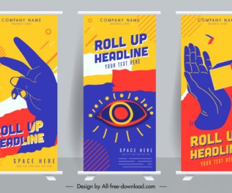 Roll Up Banner Templates Hand Cube Eye Sketch