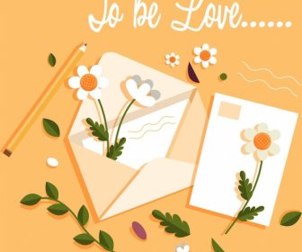 Romance Card Background Envelope Floral Decor Classical Design