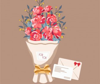romance design element bouquet card sketch