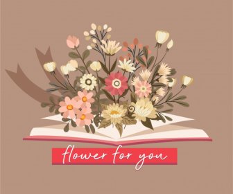 romance design element flowers book sketch