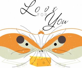 浪漫爱情背景鼠标图标对称设计