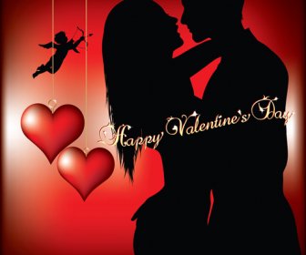 Romantische Liebe Hintergrund Mit Valentine Vektor