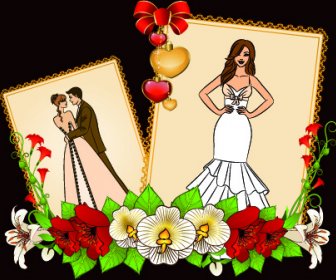 Romantic Postcard Wedding Vector Art
