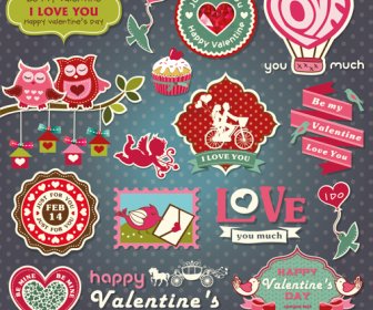 ロマンチックなバレンタインのレトロなラベルとベクトル装飾