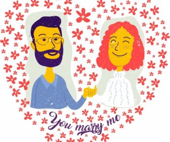 Romantic Wedding Background Couple Flower Heart Layout Decor