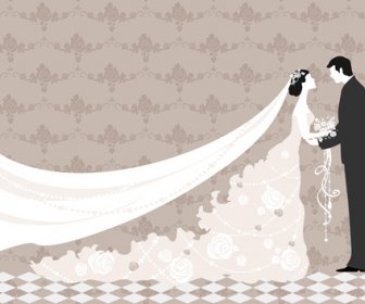 Romantic Wedding Elements Backgrounds Vector