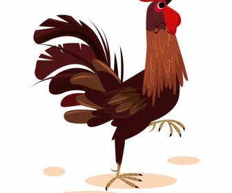 Rooster Icon Colored Cartoon Sketch