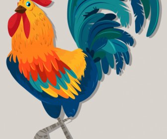 Rooster Icon Colorful Classica Design