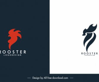 Rooster Logo Templates Dark Bright Flat Abstract Sketch