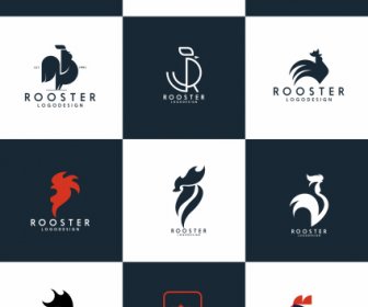 Rooster Logo Templates Flat Sketch