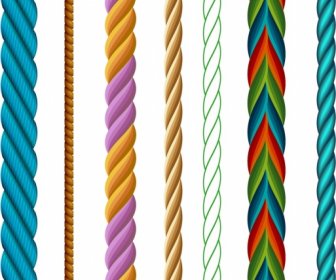 繩圖標收集五顏六色的扭曲的素描