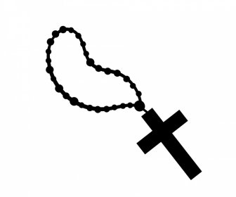 rosary beads icon flat black silhouette outline