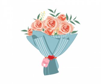 Rose Bouquet Icon Elegant Classical Sketch