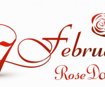 Mawar Hari Valentine Minggu Warna-warni Tipografi Teks Vektor Ilustrasi