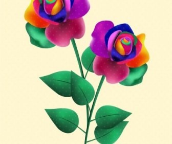 Rose Icono 3D Colorido Decoracion