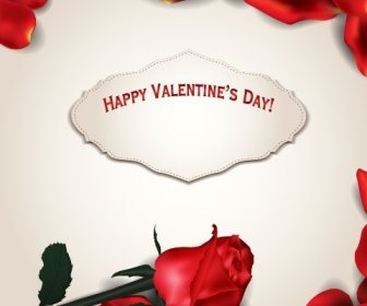 Daun Mawar Valentine Hari Kartu Vektor