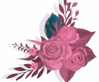 роспись роз розовый декор классический эскиз